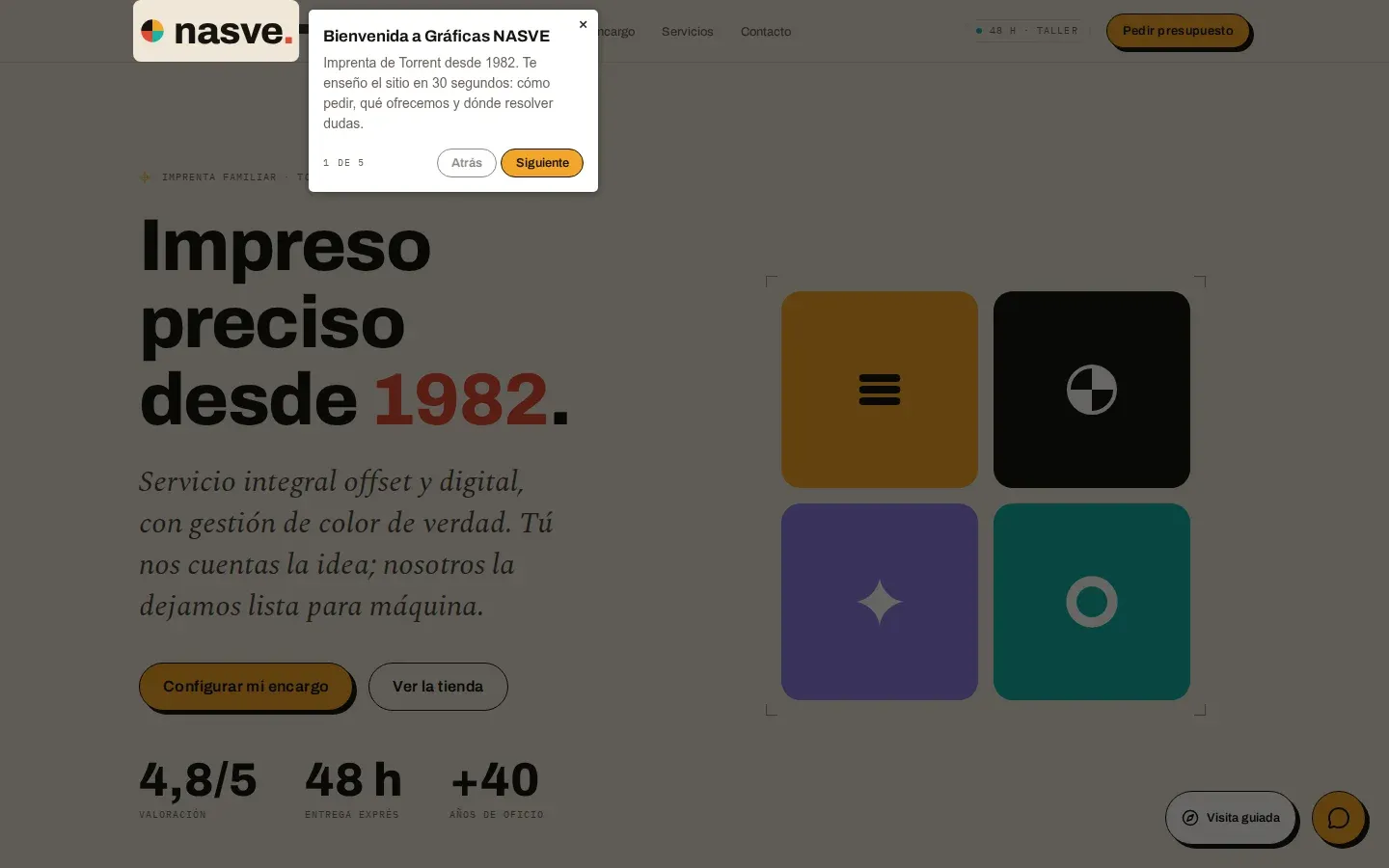 Tienda online de Gráficas Nasve: catálogo de productos con precios calculados al momento y pago online.